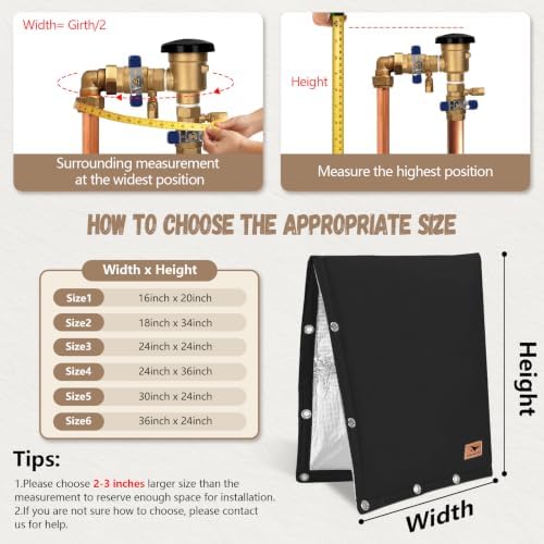Backflow Preventer Insulation Cover - 2 Way Opening Pipe Insulation Cover for Irrigation Valve, Sprinkler Cover for Outside - Winter Freeze Protection Backflow Cover - 16" W x 20" H, Black - Image 2