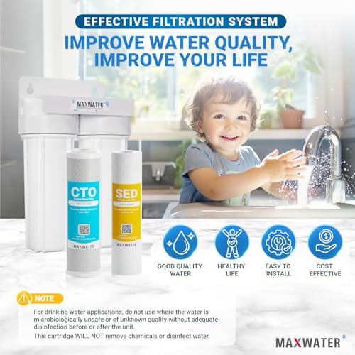Max Water 2 Stage (Sediment, Odor & Improving Taste) Whole House 10 inch, Standard Water Filtration System - White Housing - Sediment + CTO - ¾ Inlet/Outlet - Image 6