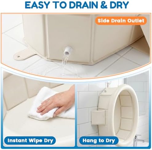 Orzbow Portable Toddler Bathtub with Inflatable Top Edge & Side Drain Plug - Image 4