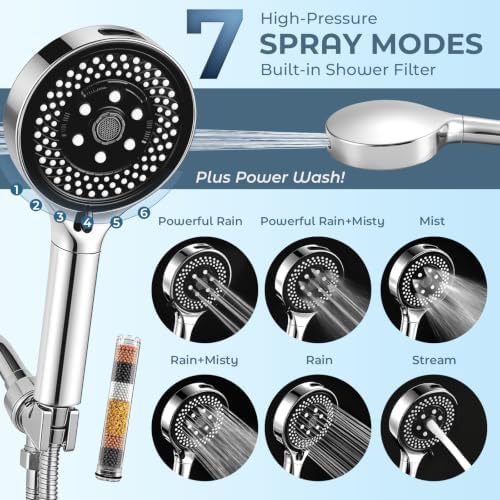 High Pressure Filtered Shower Head with Handheld 7 Spray - Image 5