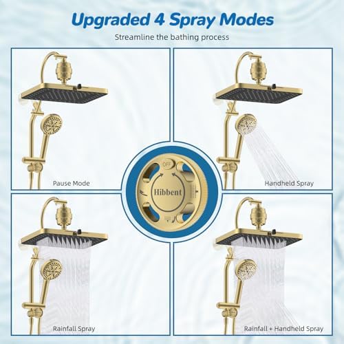 Hibbent 5-spray Dual Filtered Rainfall Shower Head with 10 Spray Handheld - Image 4
