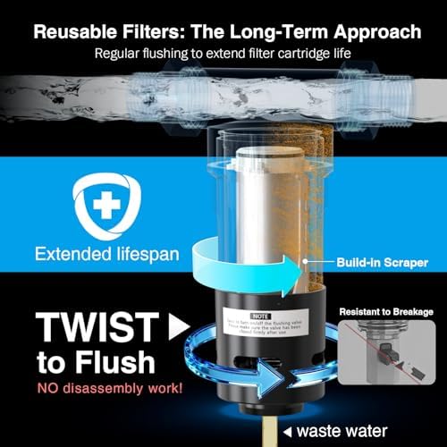 Frizzlife Under Sink Water Filter & Whole House Pre-Filter | NSF/ANSI 53&42 Certified 0.5 Micron Undersink Filter + 40/100 Micron Spin Down Sediment Filter for City/Well Water - Image 4