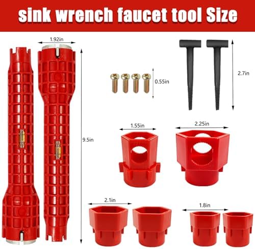 Multifunctional Kitchen Faucet Sink Basin Wrench, Kitchen Drain Tub Removal nut Plumbing Plumber, 8 in 1 and 14 in 1 Four-jaw Hex Wrench, for Tight Spaces Installation and Repairs Tools - Image 2