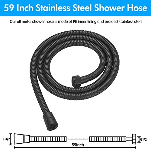 RUMOSE 59 inches Extra Long Shower Hose, Black - Image 6