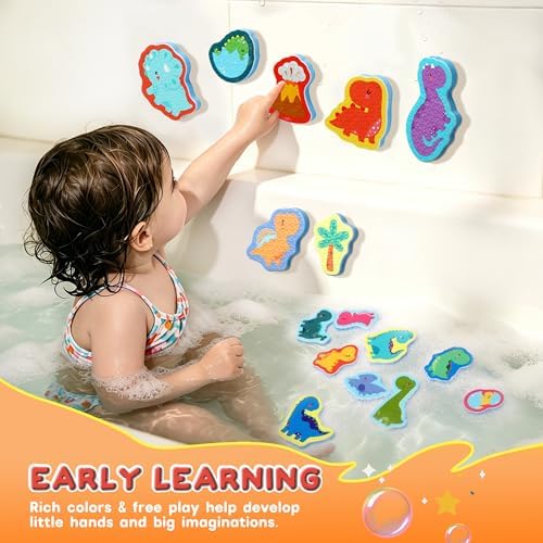 Dinosaur Bath Toys, 16PCS Foam Bathtub Toys for Toddlers 1-3 - Image 4