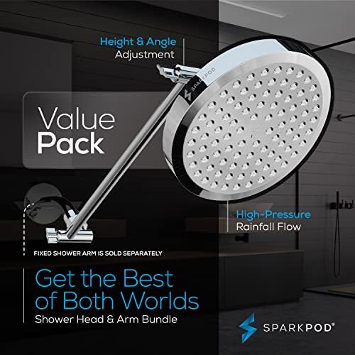 SparkPod 6" Round Rain Shower Head with 16" Shower Arm - Image 3