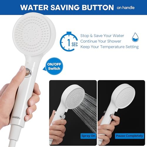RV Shower Head with Hose and On/Off Button, High Pressure 5 Mode Shower Head Replacement, Easy Install, White –Upgrade for RV, Camper, Van, Travel Trailer, Motorhome, Boat and Tiny Home - Image 5