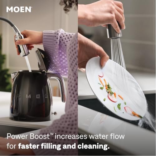 Moen Align Chrome One-Handle Pre-Rinse Spring Pulldown Kitchen Faucet with Pull Down Sprayer and Power Boost, 5923 - Image 5