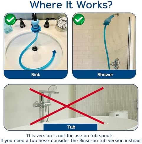 Rinseroo Bundle | Slip-On, No-Install Shower Hose (6 Foot) and Replacement Hose Connectors (3 pack) for Shower Cleaning, Babies, and Hair - Fits Showerheads/Sinks up to 4" - Image 5