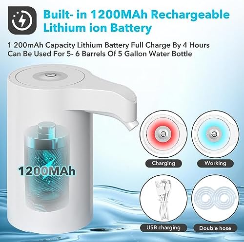 Electric Water Bottle Pump, Water Bottle Dispenser,USB Charging Drinking Water Dispenser, Universal Water Pump for 5 Gallon Water Jugs Bottles, Portable Water Dispenser for Home Camping - Image 5