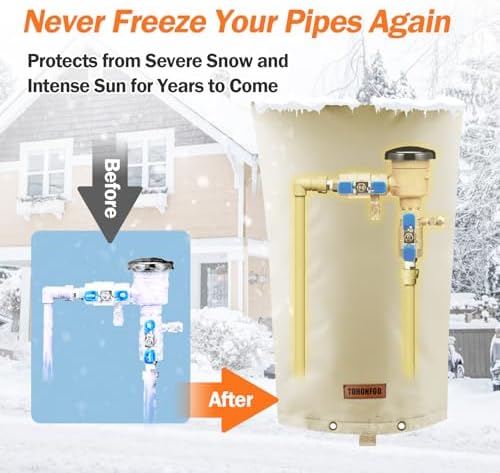 TOHONFOO Backflow Preventer Cover, Pipe Freeze Insulation, 16"Wx34"H, Beige - Image 3