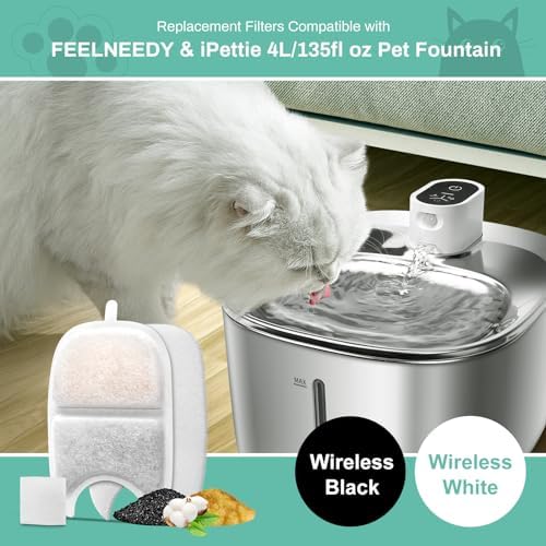 6 Set Replacement Filters & Sponges for 135 fl oz/4L Wilreless Cat Water Fountain, BFLICROY Cat Water Fountain Filters, Triple Filtration Pet Fountain Filter Replacement, Dog Fountain Filter - Image 2