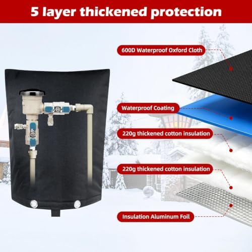 Backflow Preventer Cover, Pipe Freeze Insulation, 16" Wx20 H, Black - Image 4