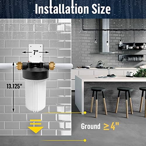 High Capacity 10 x 4.5” Whole House Filter Purifier System for Well or City Water, Presser Relief Button, 1” NPT Brass Port, Double O-Ring, Meets NSF Standards & Regulations (White, 1 Set) - Image 5