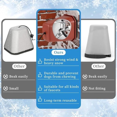 1 Pack 2026 Upgrade Extra Large Outdoor Faucet Cover for Winter Freeze Protection 8.5x7x5.5in Thick Plastic Foam Hose Bib Spigot Cover Winter Insulated with Reflective Strips (Red) - Image 6