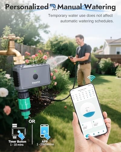 WiFi Water Timer Brass Inlet, 1-Zone Smart Hose Faucet Timer App & Voice Control via 2.4GHz WiFi, Sprinkler Timers w/Auto/Manual/Rain Delay Modes for Garden/Lawn, Works with Alexa & Google Assistant - Image 6