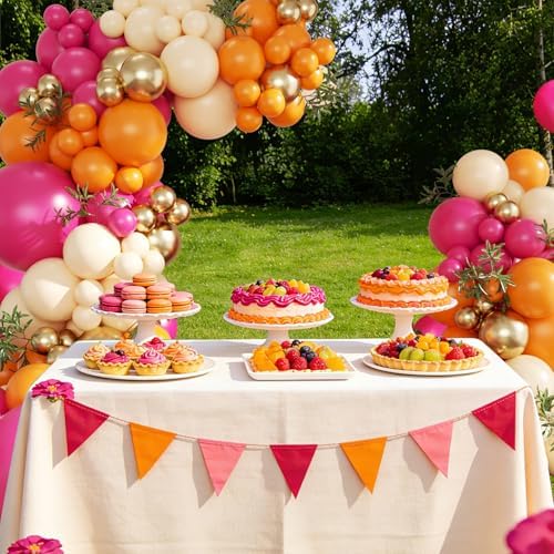 Pink and Orange Balloon Arch Kit for Tropical Theme Baby Shower Decorations - Image 3