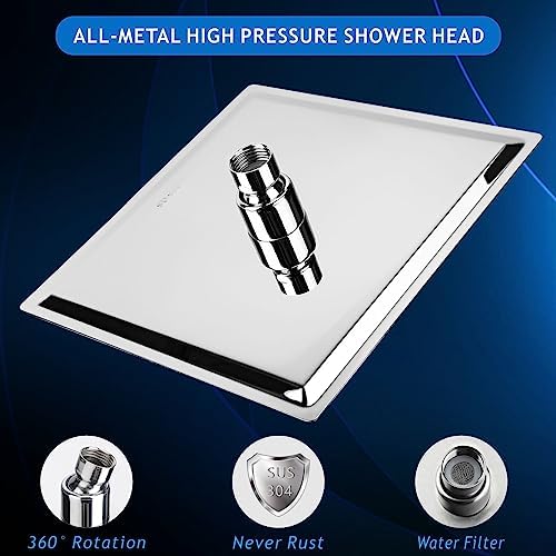 Voolan Rain Shower head, High Pressure Shower Head Made of 304 Stainless Steel, Relaxed Shower Experience Even at Low Water Flow and Pressure (6" Chrome) - Image 2