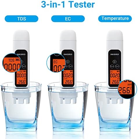 INKBIRD Digital TDS Meter 3-in-1 Water Tester Temp EC Monitor 0-4995ppm - Image 5