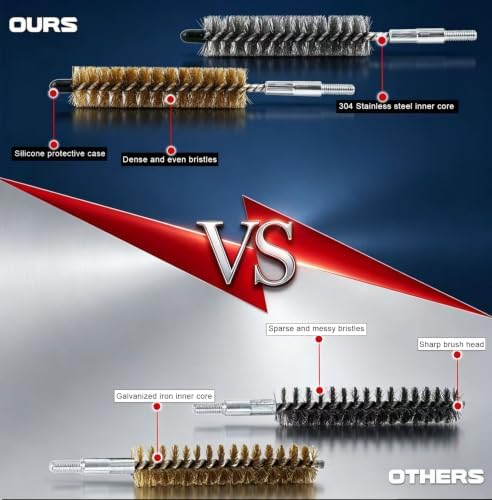 Drill-Powered Pipe Cleaning Brush Set with Brass & Stainless Steel Bristles - Image 5