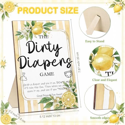 Roowest 51 Pcs Dirty Diaper Baby Shower Games, Lemon - Image 2