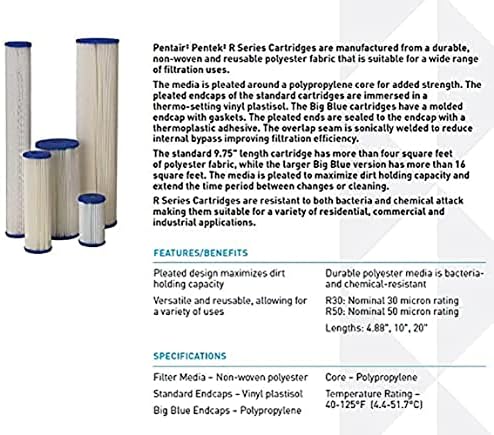 Pentair Pentek R50-BB Big Blue 10" x 4.5" Sediment Water Filter, 50 Micron - Image 4