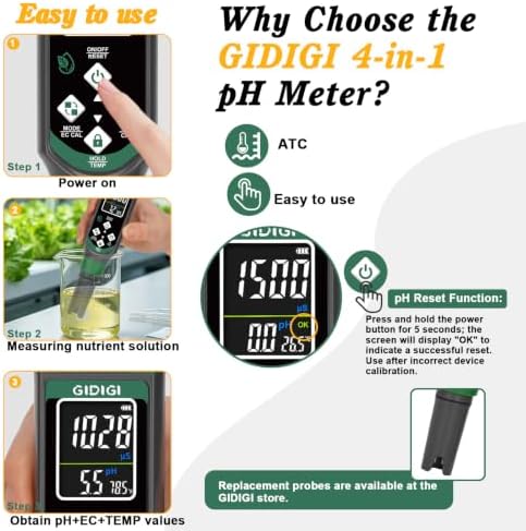 Hydroponic Nutrient Tester pH Meter, Digital TDS PPM Meter for Water - Image 6