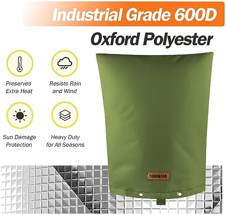 TOHONFOO Backflow Preventer Cover, Pipe Freeze Insulation, 16"Wx20"H, Green - Image 6