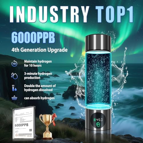 5.0 New Upgraded Hydrogen Water Bottle - Hydrogen Concentration up to 6000 PPB【Certified Hydrogen Generator】 2025 SPE/PEM Technology Odorless Double Hydrogen Content for Sports/Home/Office/Travel - Image 3