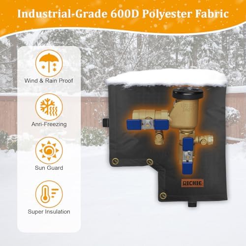 Backflow Preventer Insulated Cover (5°F) for Winter Freeze Protection, 13"W x 12"H Thickened Pressure Vacuum Breaker & Well Pump Cover, Outdoor Waterproof Insulation Pouch for Sprinkler Valve, Black - Image 5