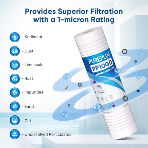 PUREPLUS 1 Micron 10"x2.5" Whole House Grooved Sediment Water Filter 2 Pack - Image 6