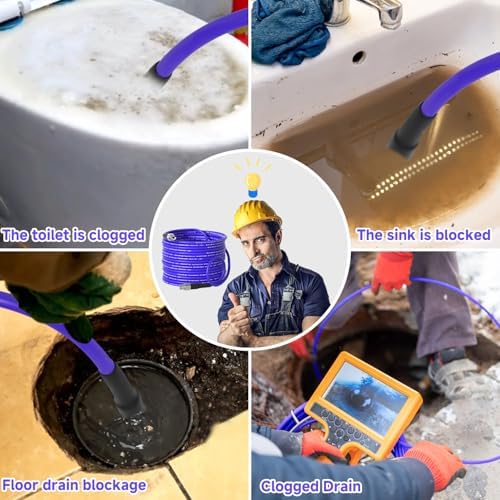 NIFUAL 50FT Sewer Jetter Kit for Pressure Washer, 5800PSI Pressure Drain Cleaner Hose 1/4 Inch NPT Corner, Rotating and Button Hose Sewer Jetting Nozzle Waterproof Tape Pearl Corsage Pin Spanner Glove - Image 5
