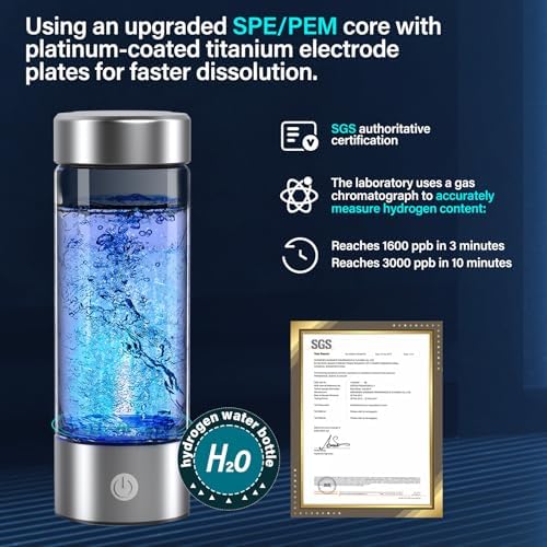 14 oz Portable Hydrogen Water Bottle Generator with PEM-SPE Technology, USB Rechargeable Hydrogen Water Ionizer Cup, Produces up to 3000 ppb Hydrogen in 3 Minutes for Home, Gym, Office & Travel - Image 4