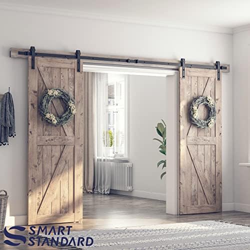 SMARTSTANDARD 11 FT Double Barn Door Hardware Kit, Fit 30-33" W Doorpanel - Image 2