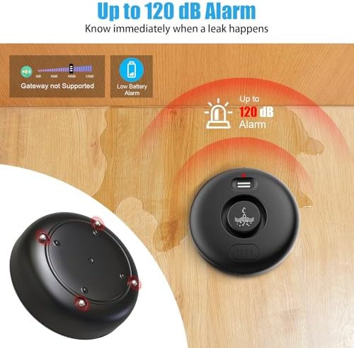 RUIKORING 5 Pack Water Leak Alarm Detector, 0-120dB Adjustable, IP67 - Image 3