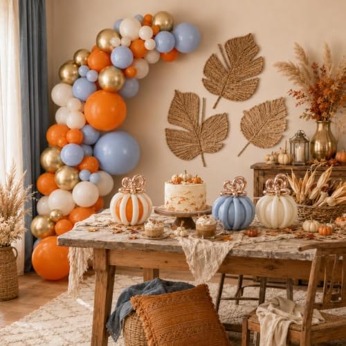 Fall Balloon Arch Kit Orange Blue Birthday Thanksgiving Party Decorations - Image 3