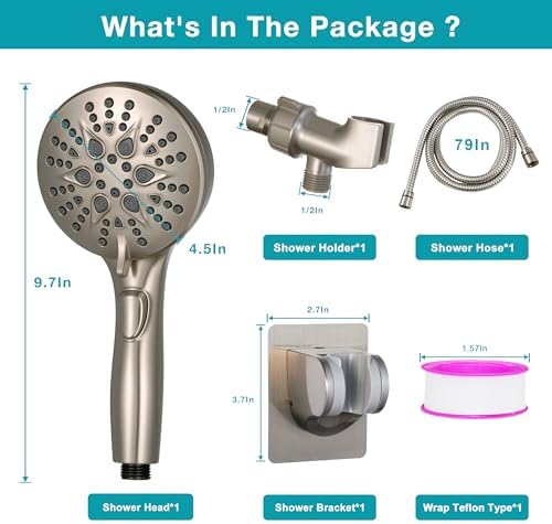GwernKB Handheld Shower Head with ON OFF Switch & 79in Stainless Steel Hose - Image 5