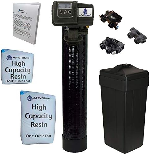 AFWFilters 1.5 Cubic Foot (48k) Whole Home Water Softener with High Capacity Resin, 1" Plastic MNPT Connection, and Black Tanks by Abundant+Flow+Water+Systems