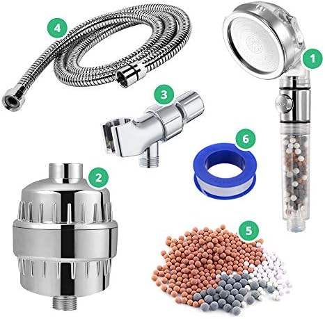 Original StoneStream EcoPower High Pressure Handhled Shower Head + Shower Filter + Wall Adapter Kit by StoneStream