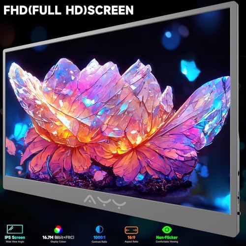 memzuoix 15.6" FHD 1080P Portable Monitor｜Second External｜100% sRGB｜USB-C+HDMI for PS5/Switch｜VESA Mount｜Built-in Speakers | Grey - Image 2