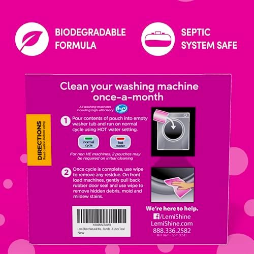 Lemi Shine Washing Machine Cleaner Plus Machine Wipes - 16.88 oz (24 Pack) - Image 6