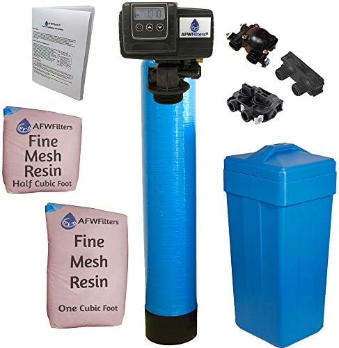 AFWFilters 1.5 Cubic Foot (48k) Whole Home Iron Pro Water Softener with Fine Mesh Resin, 3/4" Plastic MNPT Connection, and Blue Tanks by Abundant+Flow+Water+Systems