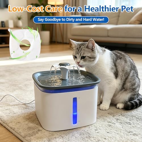24 Pcs Cat Water Fountain Replacement Filters-12 Pack Cat Fountain Filters with 12 Pack Sponges, Compatible with VEKEN 95oz/2.8L, 67oz/2L, 135oz/4L Pet Drinking Fountain - Image 6