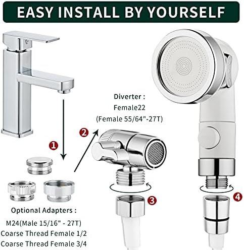 ZCONIEY Sink Faucet Sprayer Attachment, Shower Head Attaches To Tub Faucet, Dog Bathing Hose Shower Set for Laundry Bathroom Kitchen - Image 6