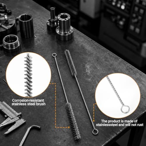 Tube Cleaning Brush,Brass Stainless Steel Engine Cleaning Brushes,12 inch Long Round Wire Pipe Cleaner for Deep Pipes (Silver, 8 Pcs-8 Size) - Image 3