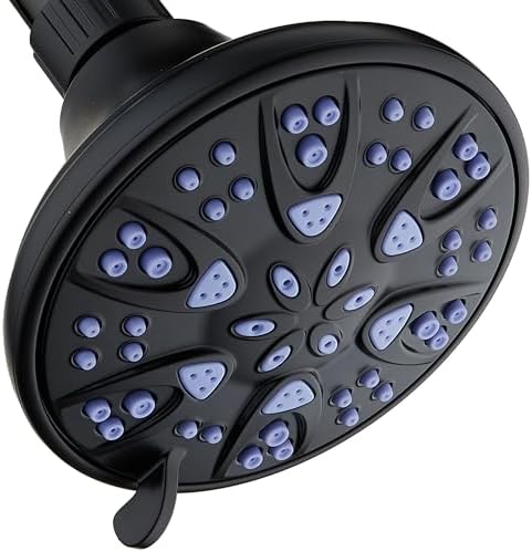 AquaDance Antimicrobial – Anti-Clog High-Pressure 6-Setting Shower Head with Microban Nozzle Protection from Growth of Mold, Mildew & Bacteria for Stronger Shower! 4" Sunset Blue by AquaDance