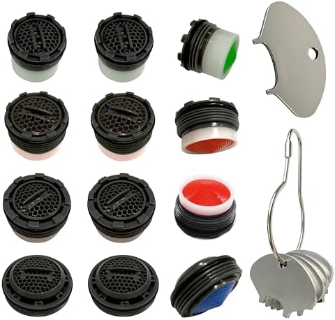 12-Pack Faucet Aerators & 4 Stainless Steel Removal Tools – Fits Most Standard Sizes M16.5, M18.5, M21.5, M24 – Easy Install Kit with Fine Mesh Inserts by Unknown