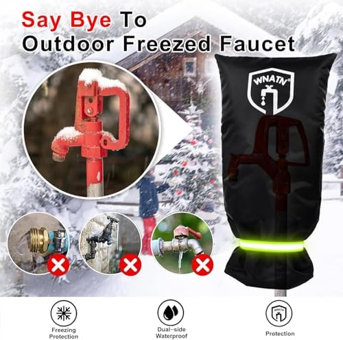 1pcs Outdoor Faucet Cover for Winter Freeze Protection,28" L x 15"W,Outdoor Long Faucet Cover Socks for Winter,Spigot Covers Winter Insulated,Outside Large Faucet Cover Freeze Protection (Black) - Image 2