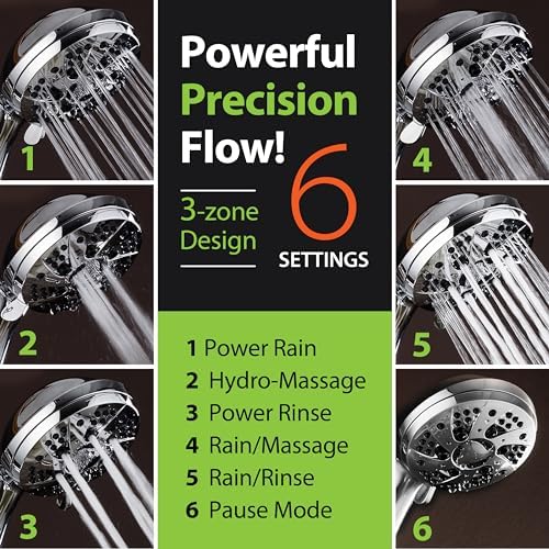 AquaDance High Pressure Luxury 6-mode Spiral Ergonomic Handheld Shower Head - Image 5