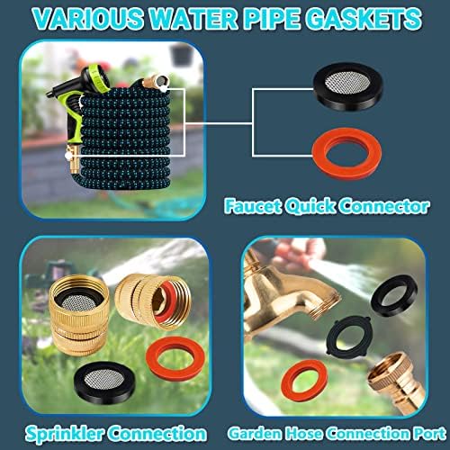 KEZE 24 Sizes Plumbing Washers Assorted Kit 165 PCS Garden Hose Washer Rubber Self Locking Tabs & Shower Head Silicone Gasket Seals,Water Hose Washers with Screen Filter for Repair Connection - Image 4